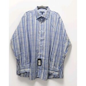 NEW Peter Millar Crown Crafted CASCA Blue Plaid COTTON Shirt XXL LongSleeve $250